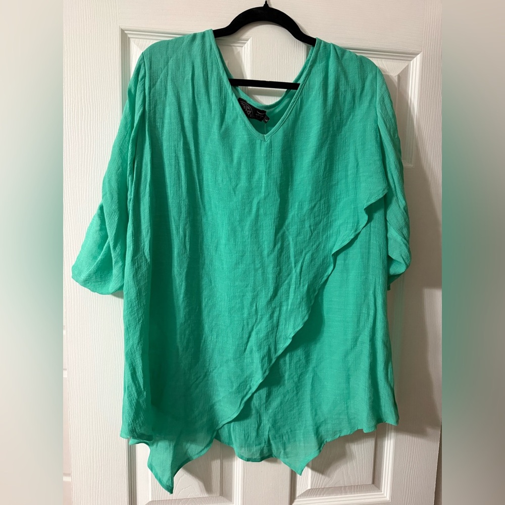 Women's Teal V-Neck Top